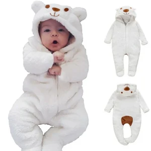 Newborn Baby Bear Hooded Romper